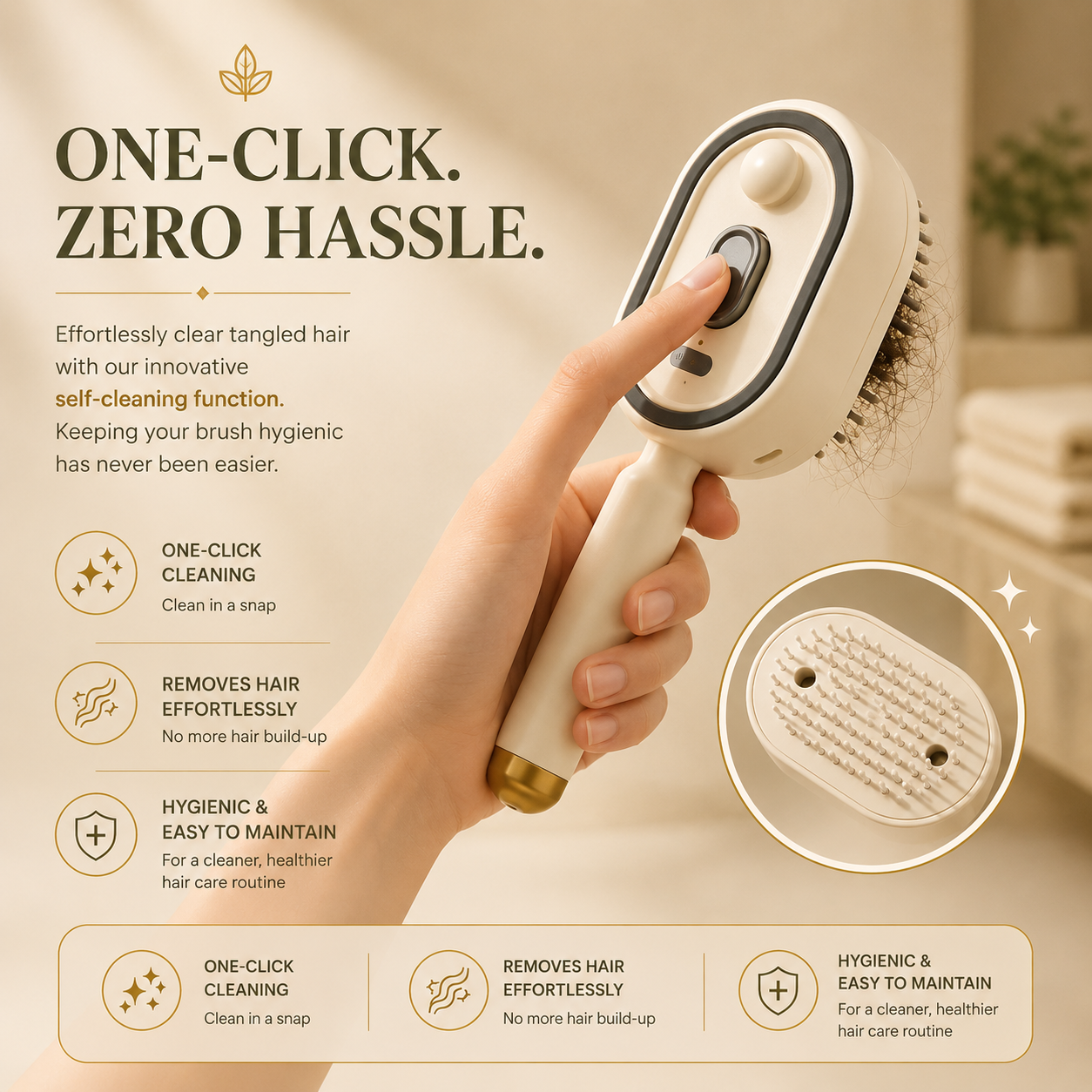 Rechargeable Hair Straightener Brush with Detangling Comb