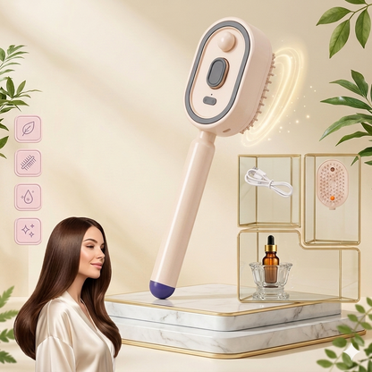 Rechargeable Hair Straightener Brush with Detangling Comb