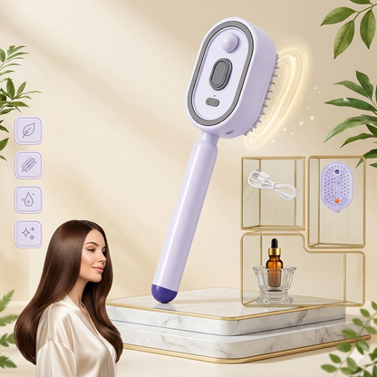 Rechargeable Hair Straightener Brush with Detangling Comb
