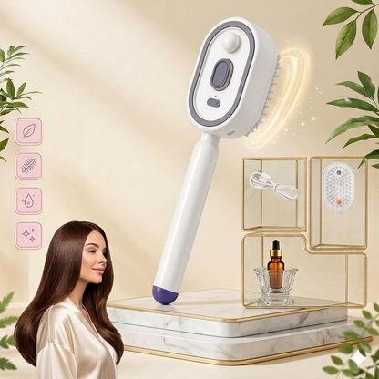 Rechargeable Hair Straightener Brush with Detangling Comb