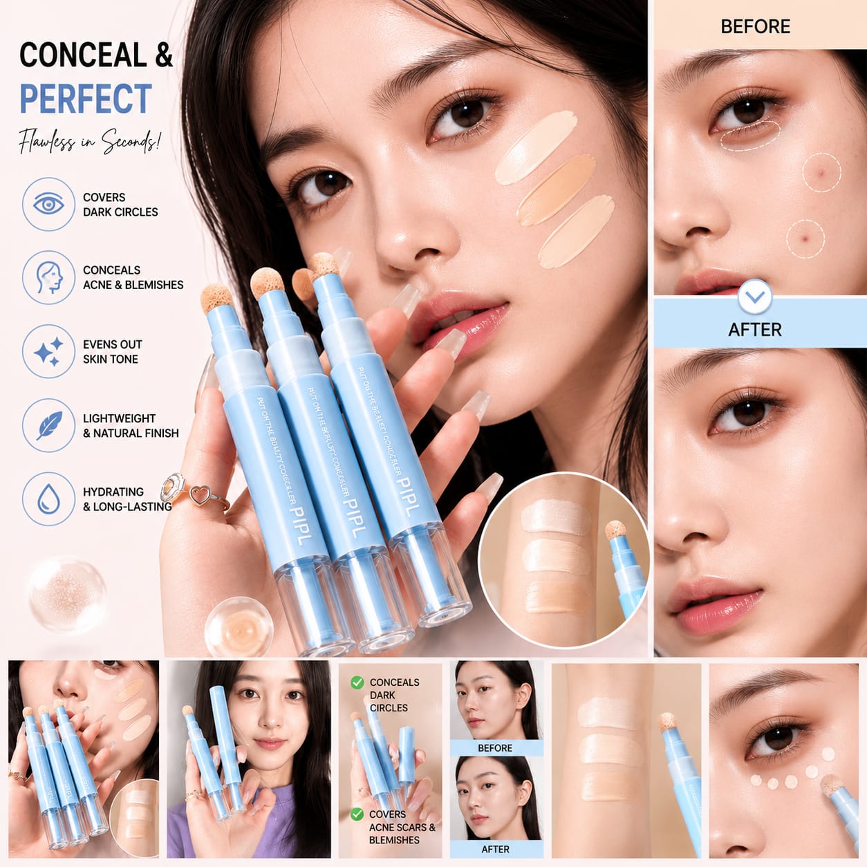 Moisturizing Concealer Face Brightening Concealer Covering Acne Scar and Dark Circles